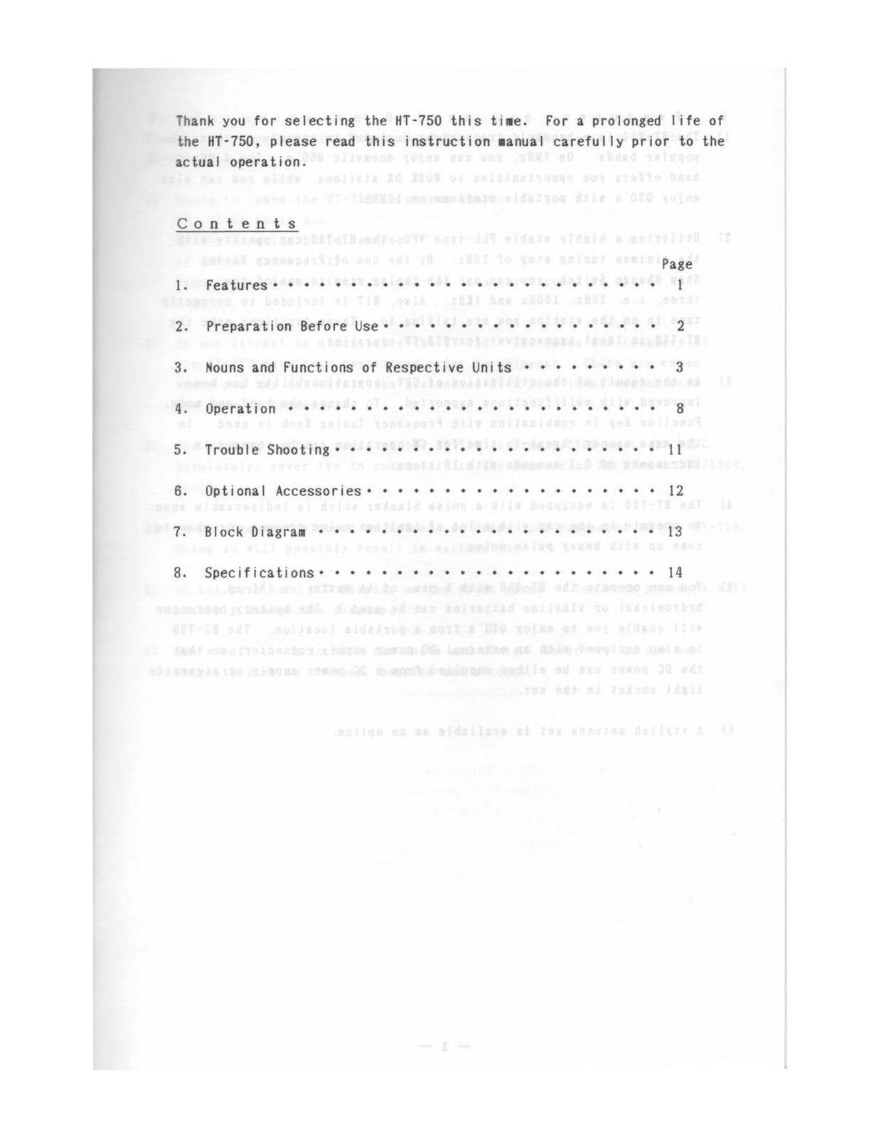 TOKYO HY-POWER HT-750 Transceiver Instruction Manual - WIRE BOUND - TOUGH COVERS