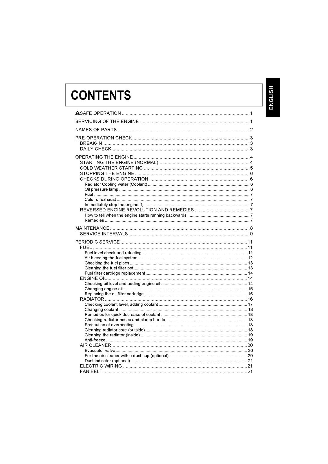 KUBOTA 03-M Series Engine Owners Manual - STEEL WIRE BOUND - PROTECTIVE COVERS