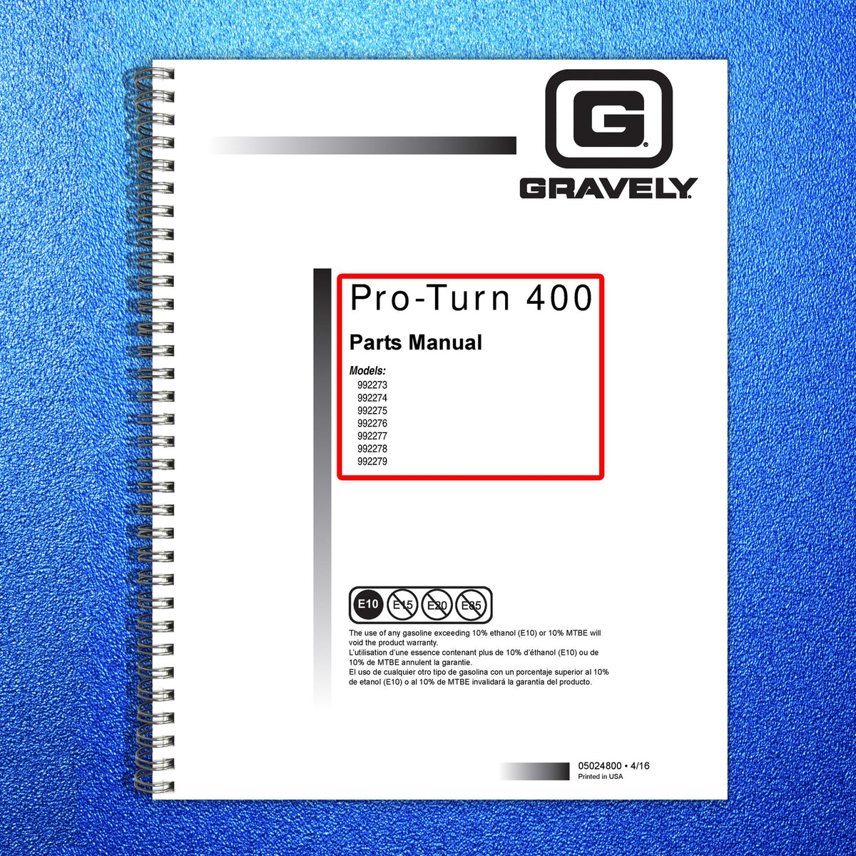 GRAVELY PRO-TURN 452 460 472 Parts & Operators Manual BUNDLE - WIRE BOUND