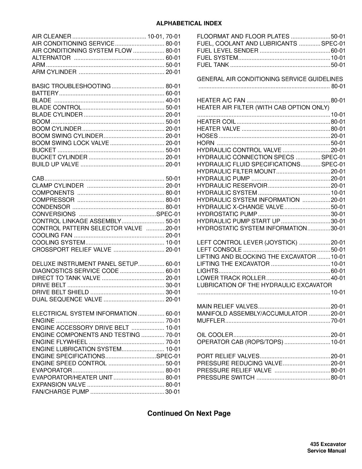 BOBCAT 435 Excavator Service Manual 2008 SN 562611001 Up, FOLDOUTS