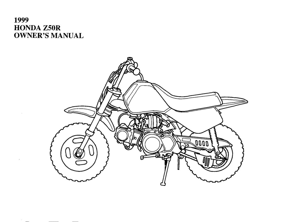 HONDA Z50R Motorcycle Owners Manual 1999 - STEEL WIRE BOUND - PROTECTIVE COVERS