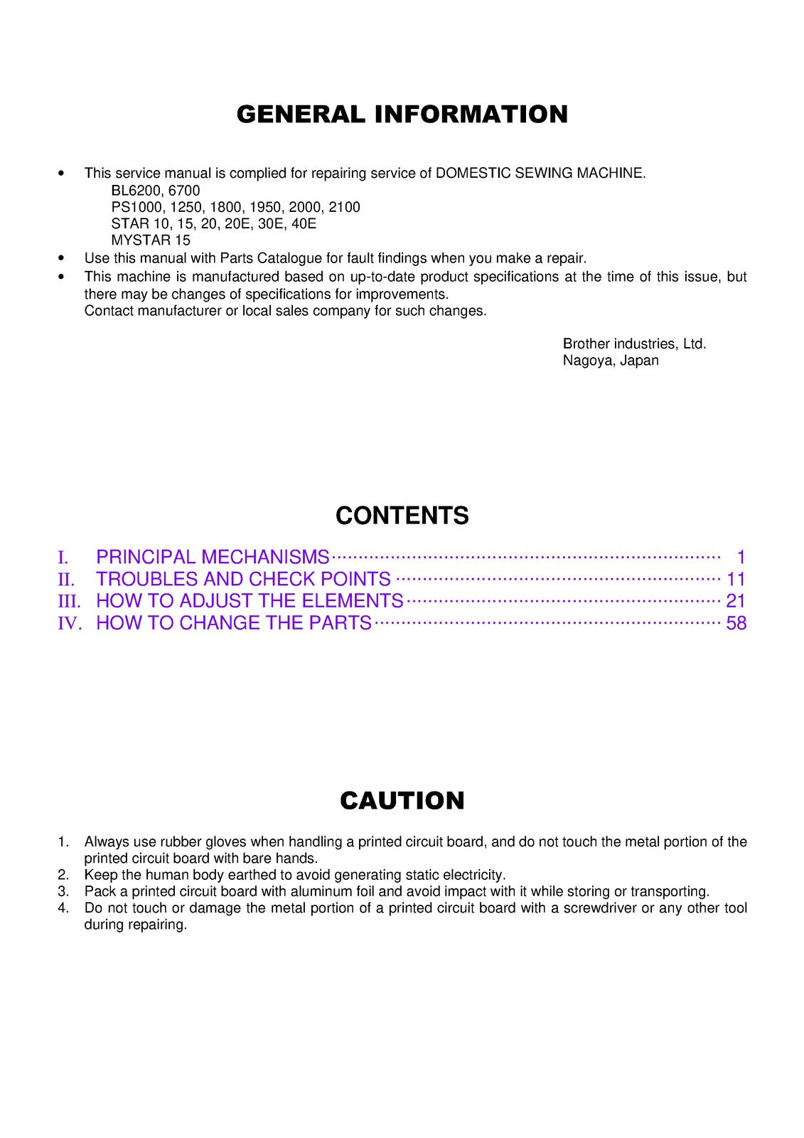 BABY LOCK BL6200 BL6700 Sewing Machine Service Manual 1998 - WIRE BOUND - COVERS
