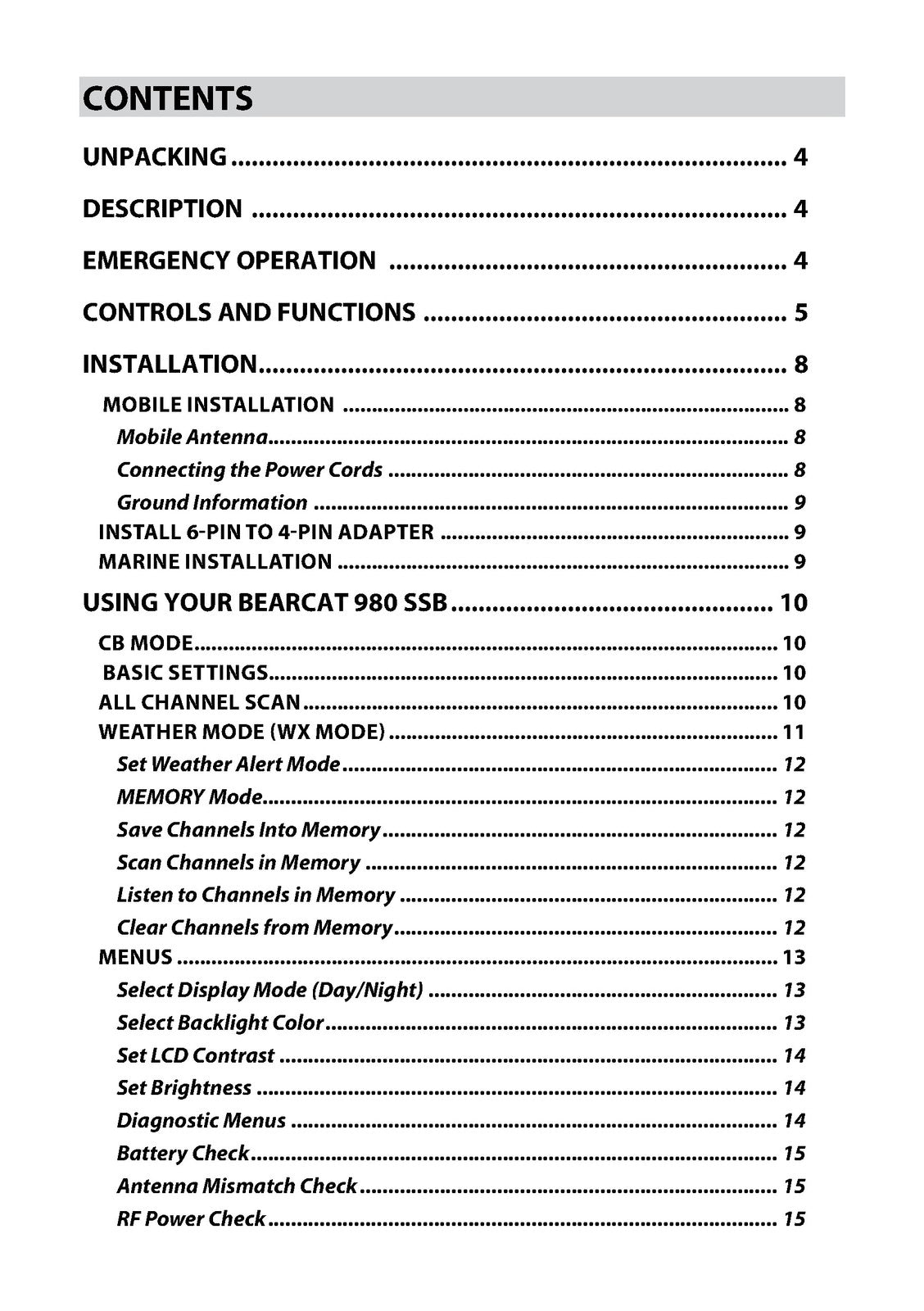 UNIDEN Bearcat 980 SSB CB Radio Owners Manual - STEEL WIRE BOUND - TOUGH COVERS