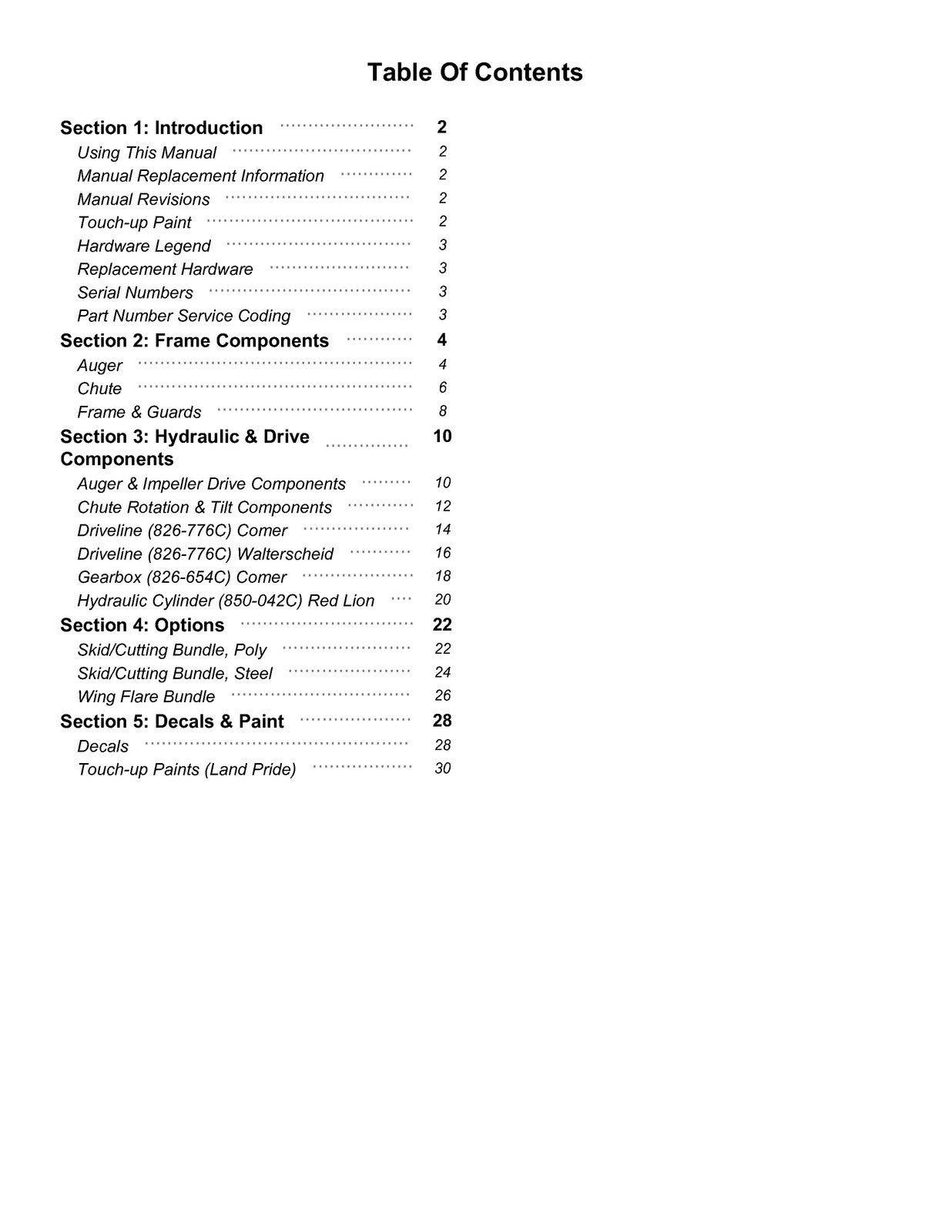 LAND PRIDE SBP16 Series Snow Blowers Parts Manual 2026 - WIRE BOUND - COVERS