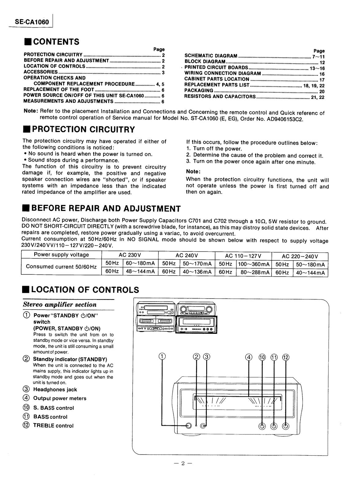 TECHNICS SE-CA1060 Stereo Amplifier Service Manual - WIRE BOUND - TOUGH COVERS