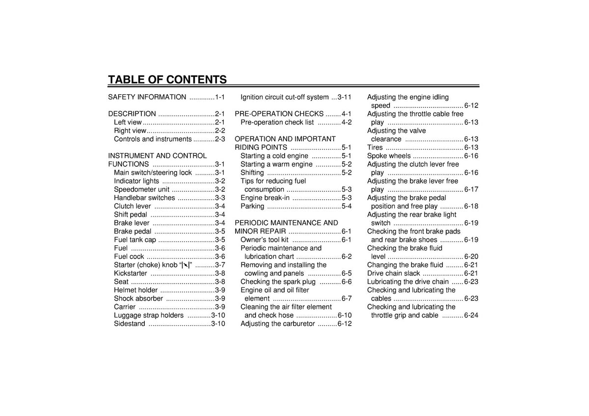 YAMAHA TW200E Owners Manual 2001 - STEEL WIRE BOUND - PROTECTIVE COVERS