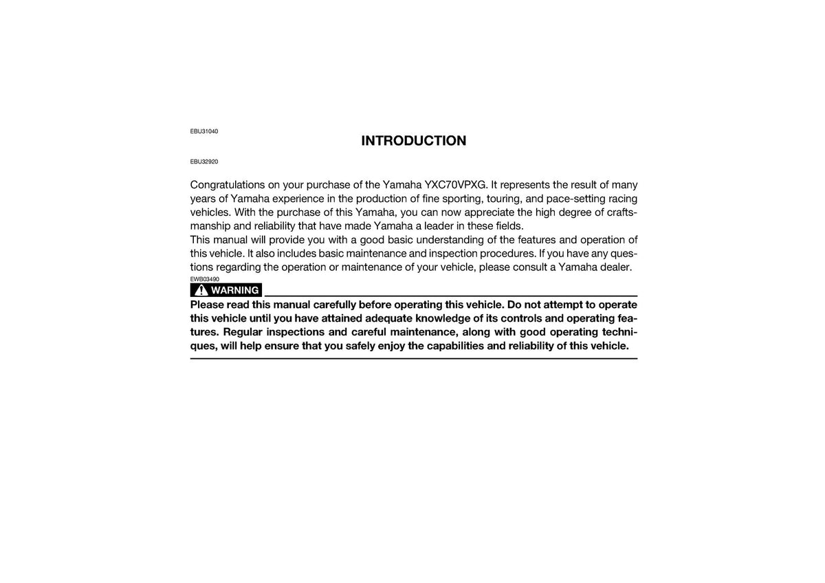 YAMAHA Viking YXC700E YXC70VPXG Owners Manual 2015 - WIRE BOUND - TOUGH COVERS