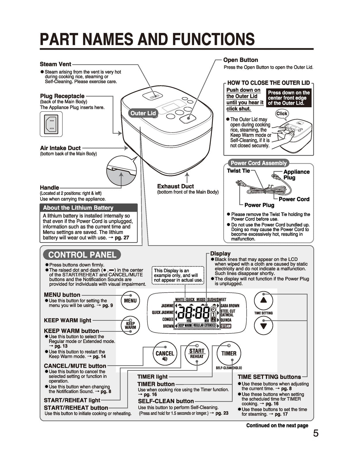 ZOJIRUSHI NW-QAC10 18 Induction Heating Rice Operating Instructions Manual