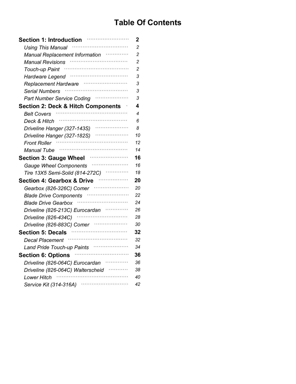 LAND PRIDE FDR36 Series Grooming Mowers Parts Manual 2025 - WIRE BOUND - COVERS