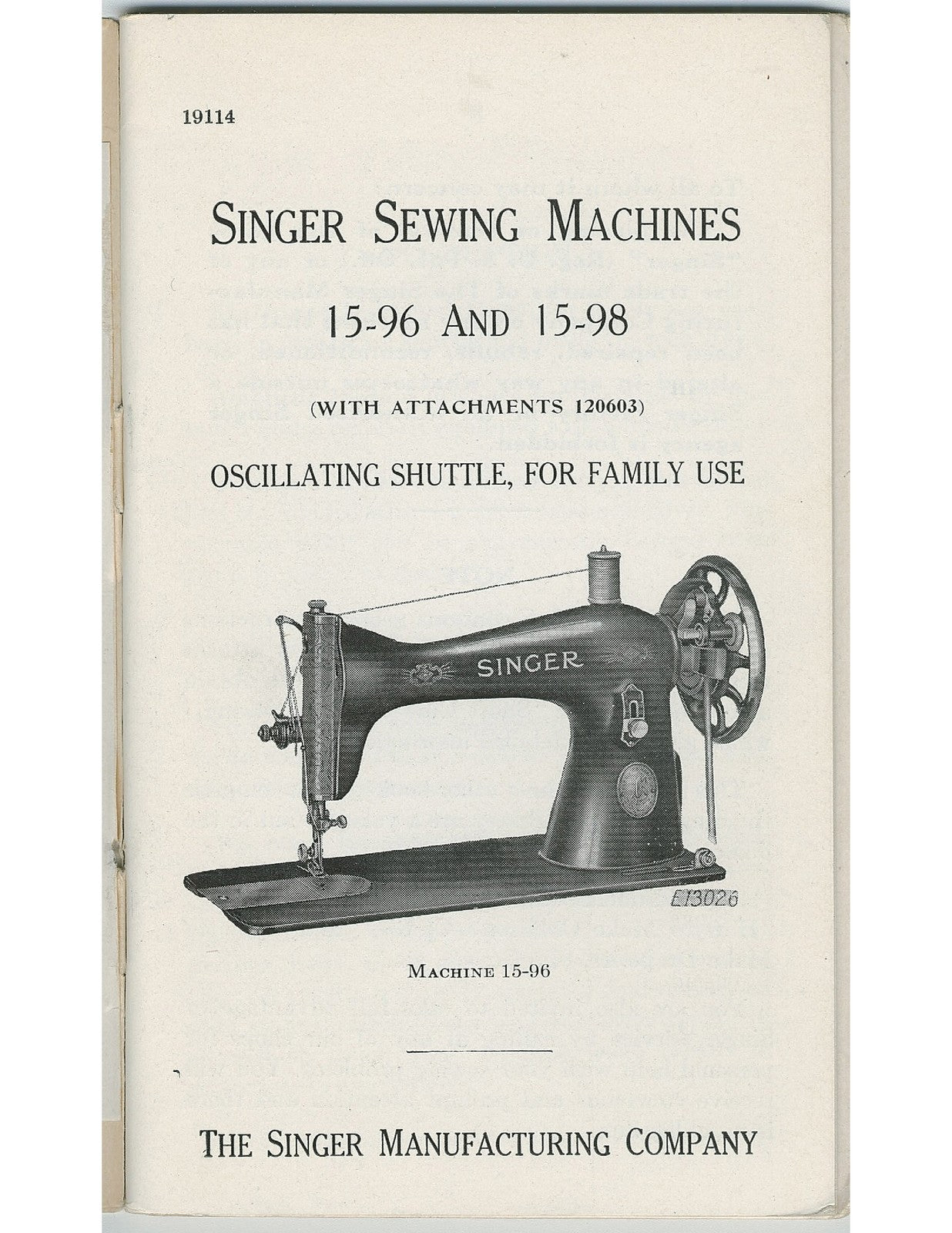 SINGER 15-96 15-98 Instructions For Using Manual 1938 - WIRE BOUND - COVERS
