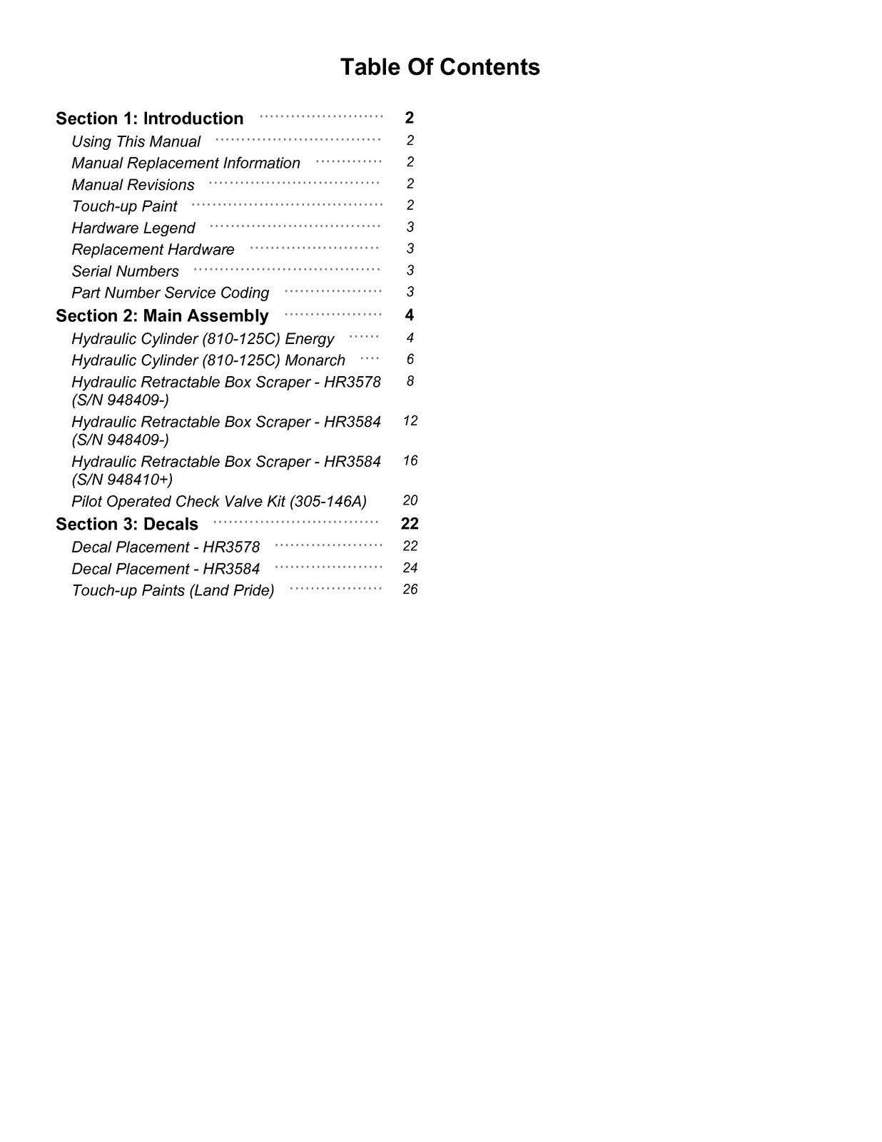 LAND PRIDE HR3584 Box Scrapers Parts Manual 2026 - WIRE BOUND - TOUGH COVERS