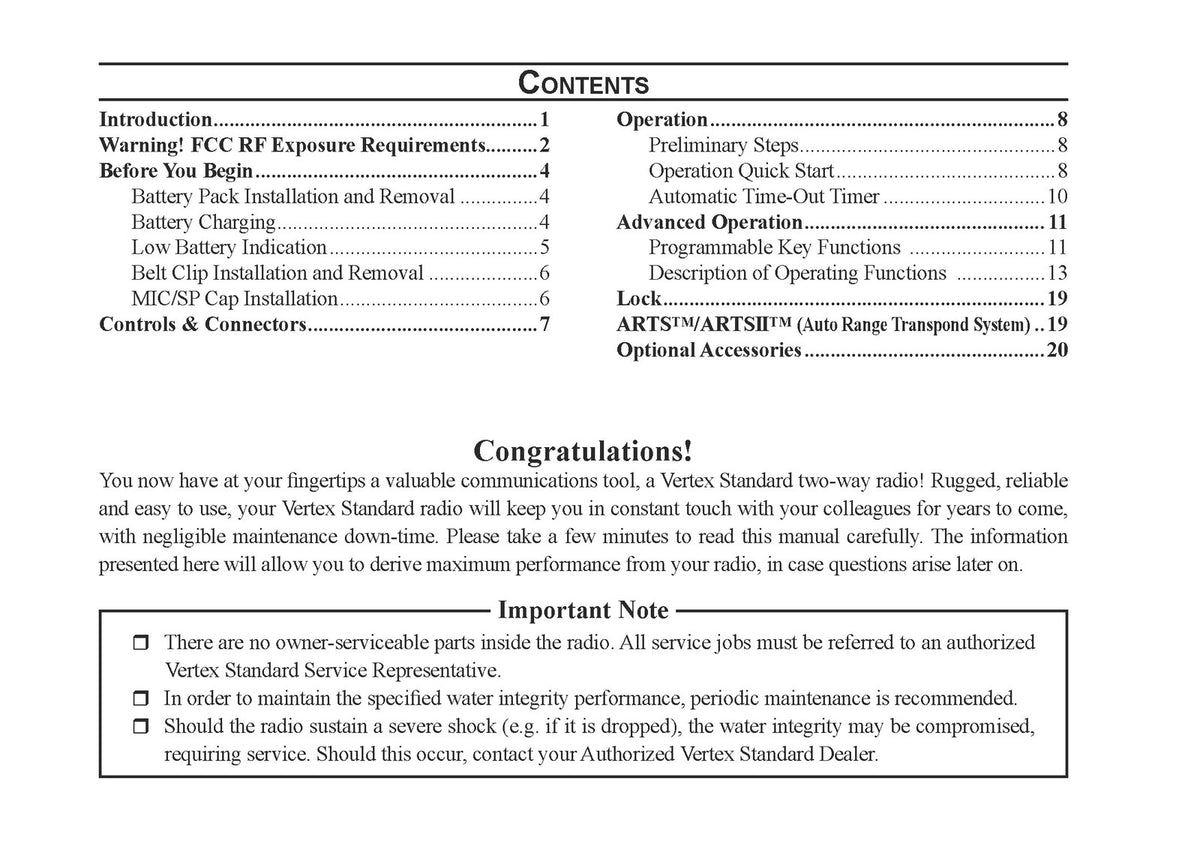 VERTEX STANDARD EVX-531 Two-Way Radio Operating Manual - WIRE BOUND - COVERS