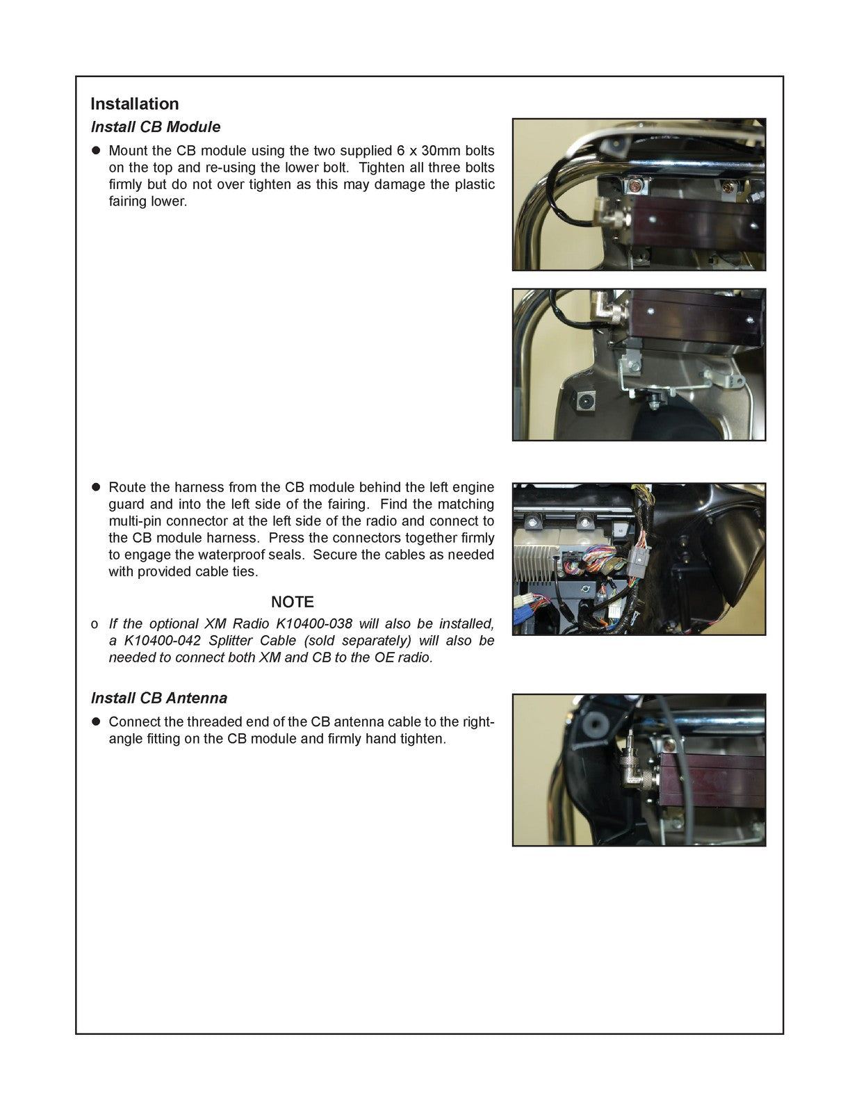 KAWASAKI Vulcan 1700 Voyager CB K10400-037 Installation Instructions Manual