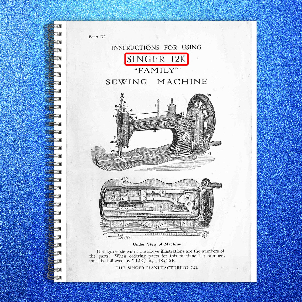 SINGER 12K 66-1 Sewing Machine Operators Manual BUNDLE - WIRE BOUND - COVERS