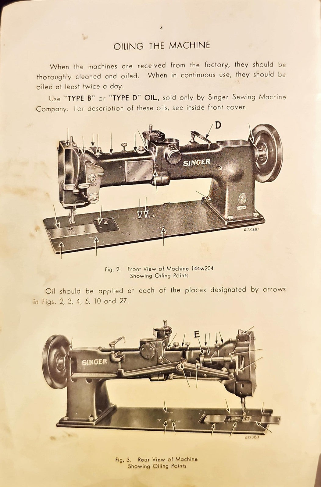 SINGER 144w204 144w304 Sewing Machine Instructions Manual 1945 - WIRE BOUND