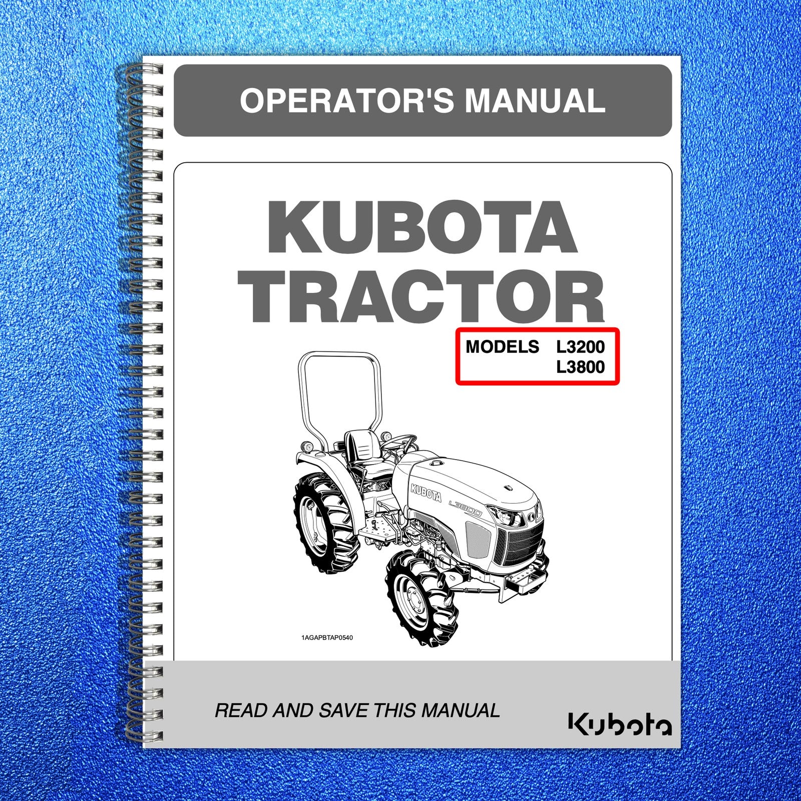 KUBOTA L3200 L3800 Workshop & Operators Manual BUNDLE - WIRE BOUND - COVERS