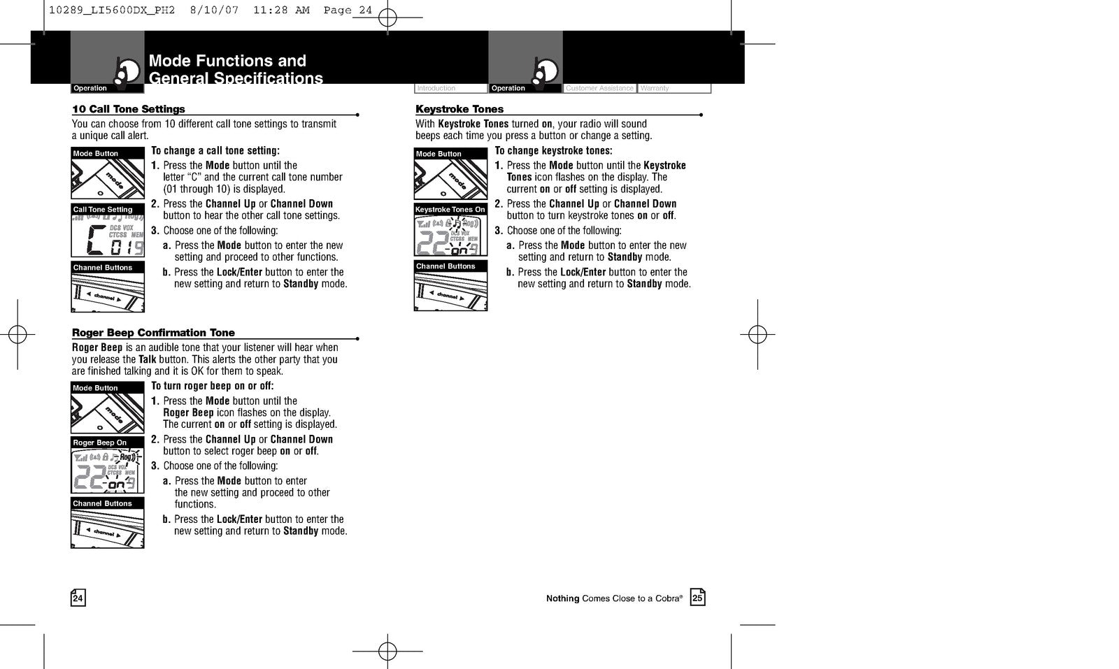 COBRA LI 5600DX Two-Way Radio Owners Manual - STEEL WIRE BOUND - TOUGH COVERS
