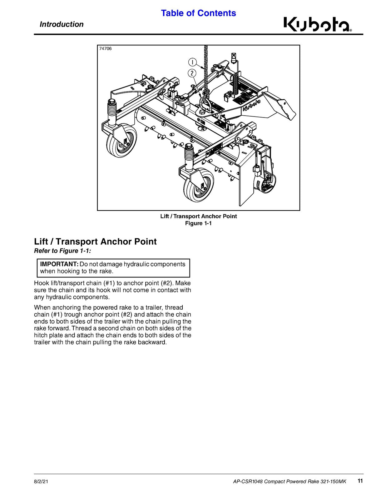 LAND PRIDE CSR10 Series Compact Powered Rakes Operators Manual - WIRE BOUND