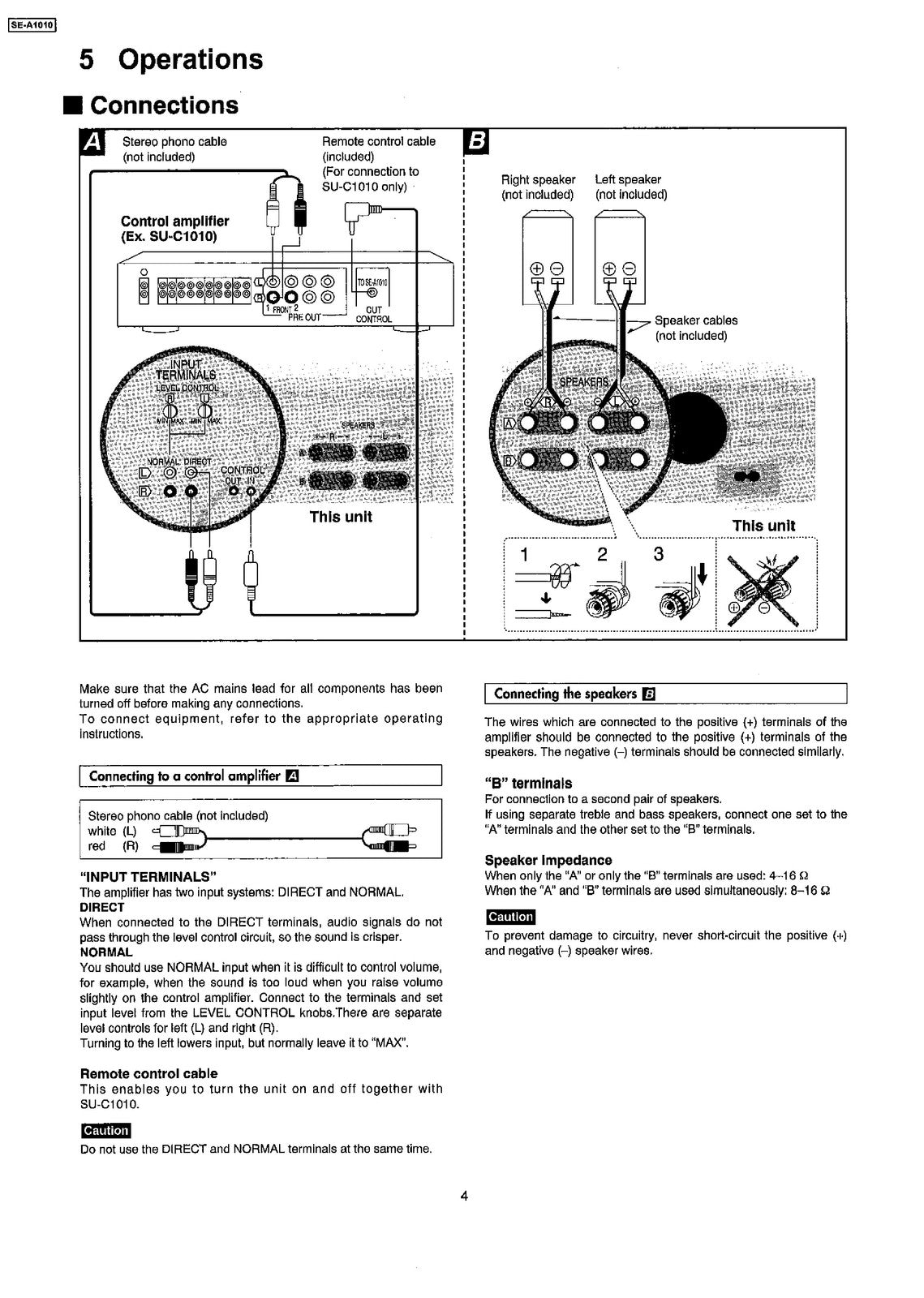 TECHNICS SE-A1010 Stereo Power Amplifier Service Manual 1999 - WIRE BOUND