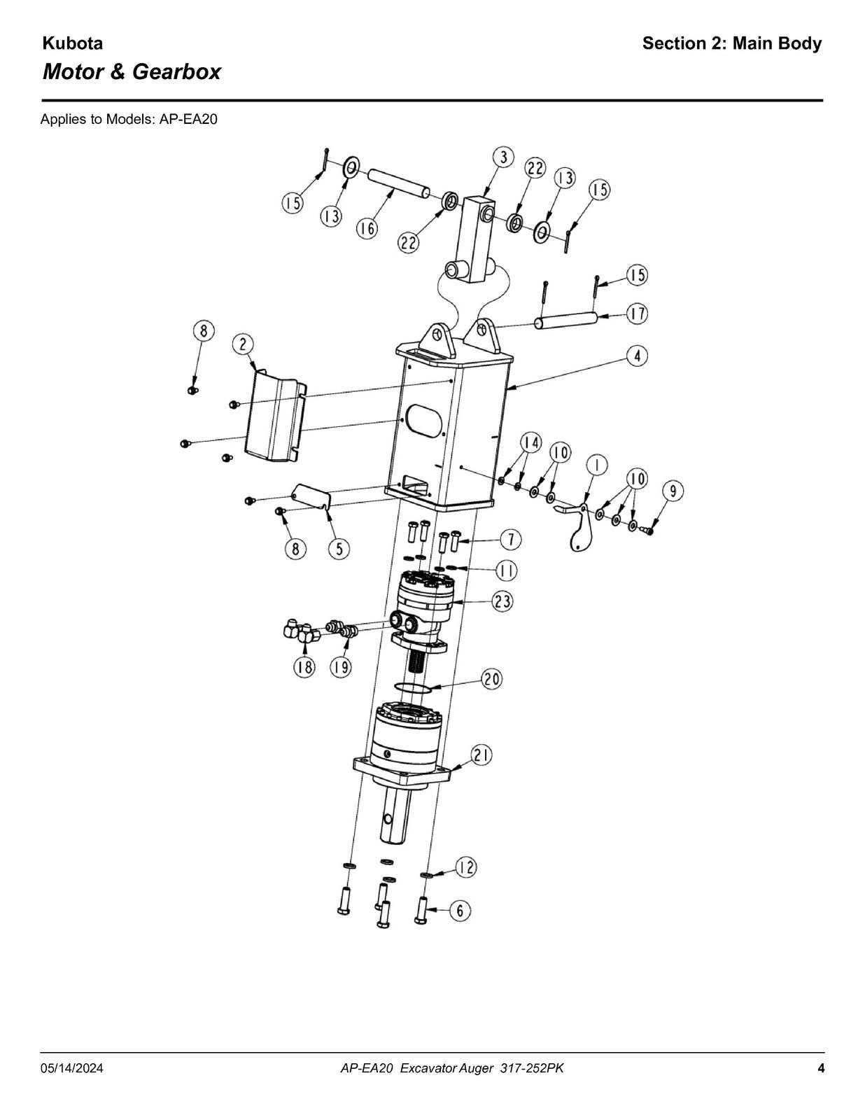 LAND PRIDE EA20 Series Excavator Augers Parts Manual 2024 - WIRE BOUND - COVERS