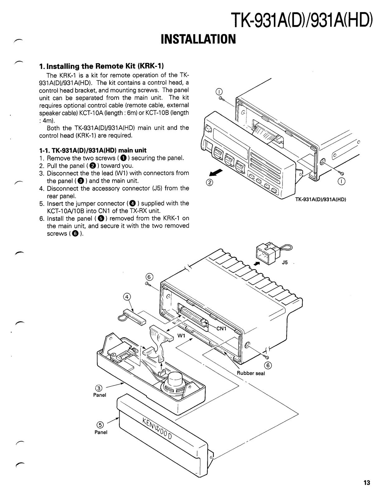 KENWOOD TK-931A UHF FM Transceiver Service Manual - BOUND - COVERS - XL FOLDOUTS