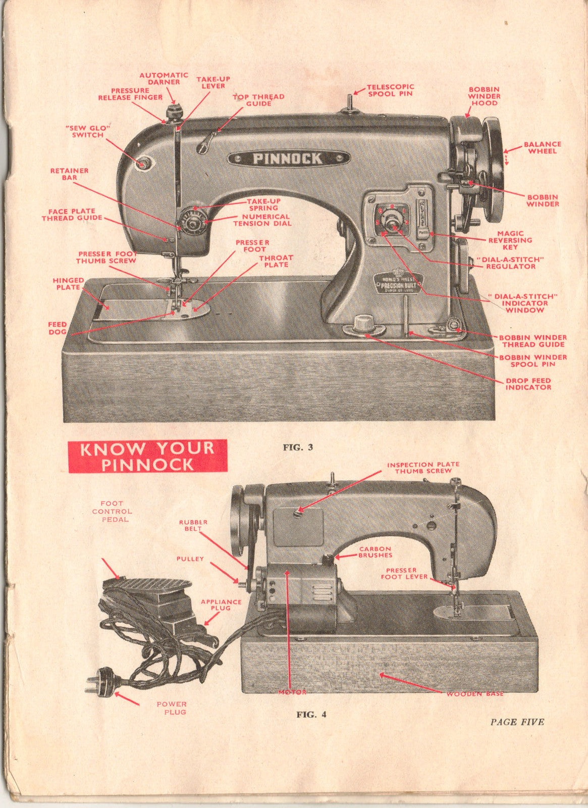 PINNOCK Sewing Machine Instruction Book Manual - STEEL WIRE BOUND - TOUGH COVERS