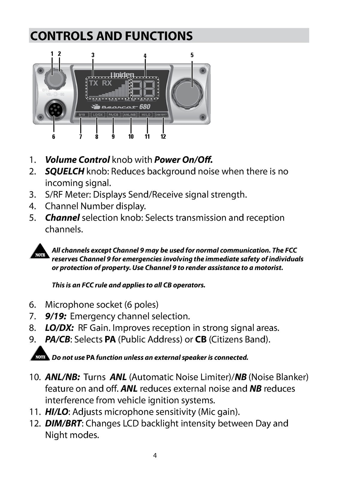 UNIDEN Bearcat 680 CB Radio Owners Manual - STEEL WIRE BOUND - TOUGH COVERS