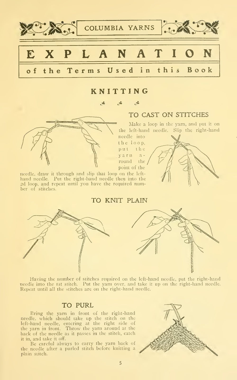 COLUMBIA Knitting And Crocheting Instruction Book 1904 - WIRE BOUND - COVERS