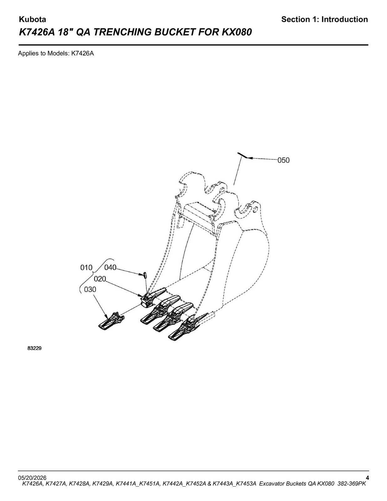 LAND PRIDE K74XX KX080 K-series Excavator Buckets Parts Manual 2026 - WIRE BOUND