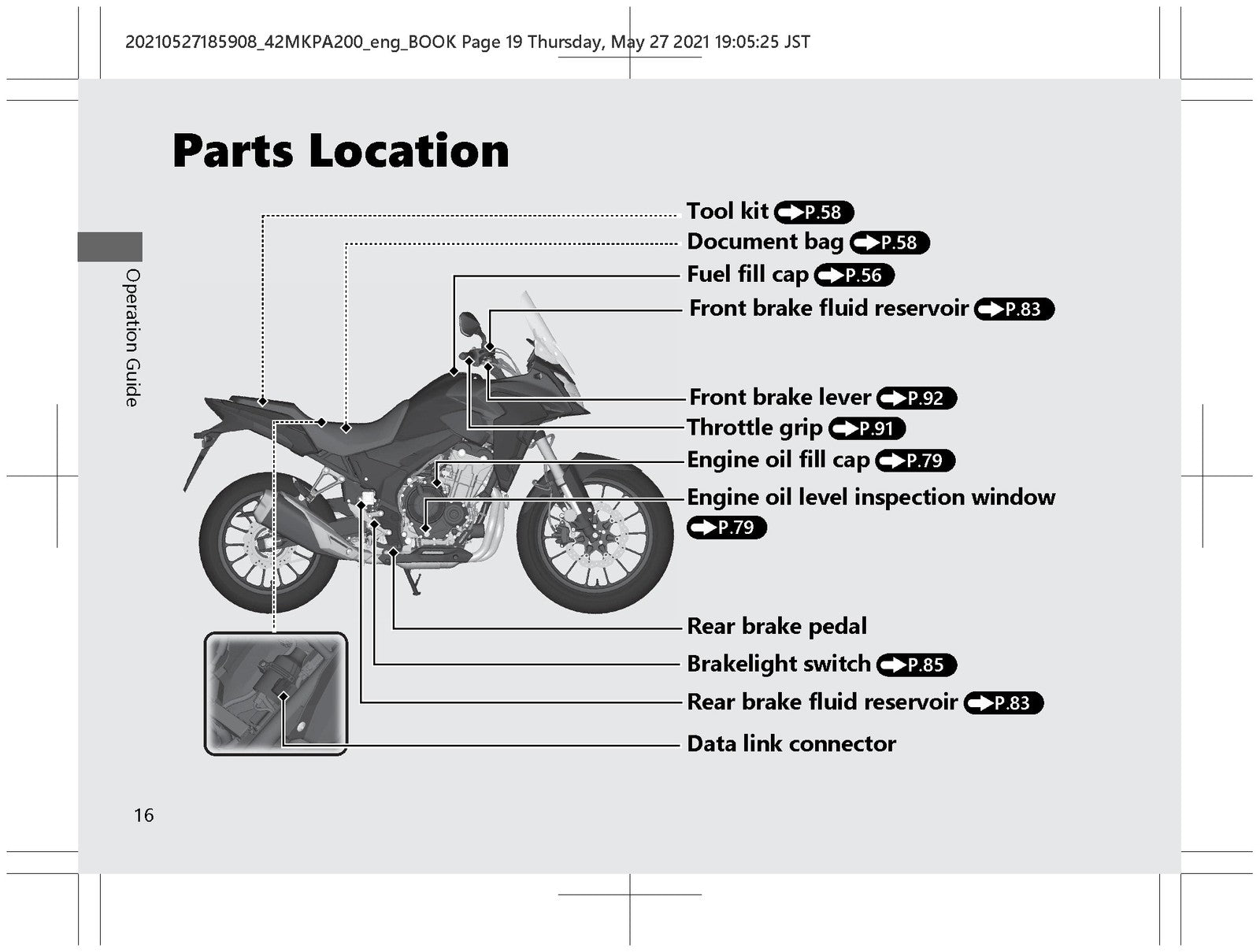HONDA CB500X ED U KO Motorcycle Owners Manual 2022 - WIRE BOUND - TOUGH COVERS