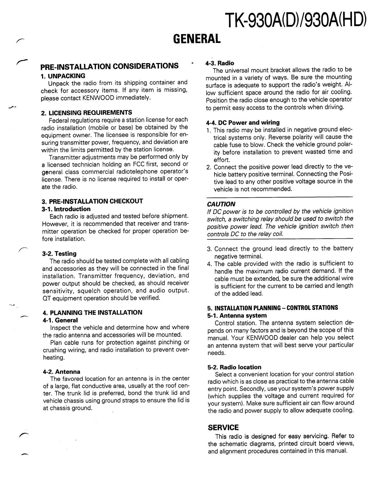 KENWOOD TK-930A UHF FM Transceiver Service Manual - BOUND - COVERS - XL FOLDOUTS
