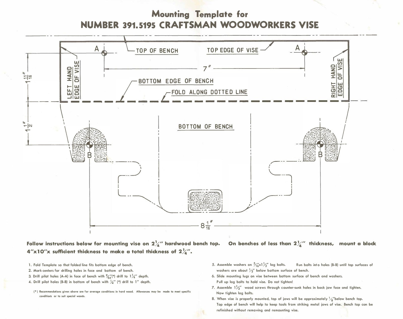 SEARS CRAFTSMAN 3915195 Woodworkers Vise Owners Manual And Parts List, FOLDOUTS