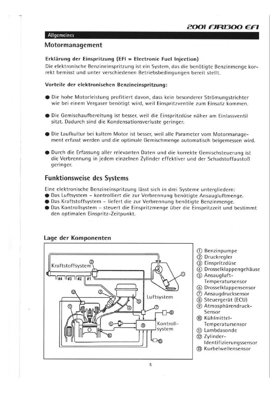 YAMAHA 2001 FJR1300 Electronic Fuel Injection EFI Service Manual - WIRE BOUND