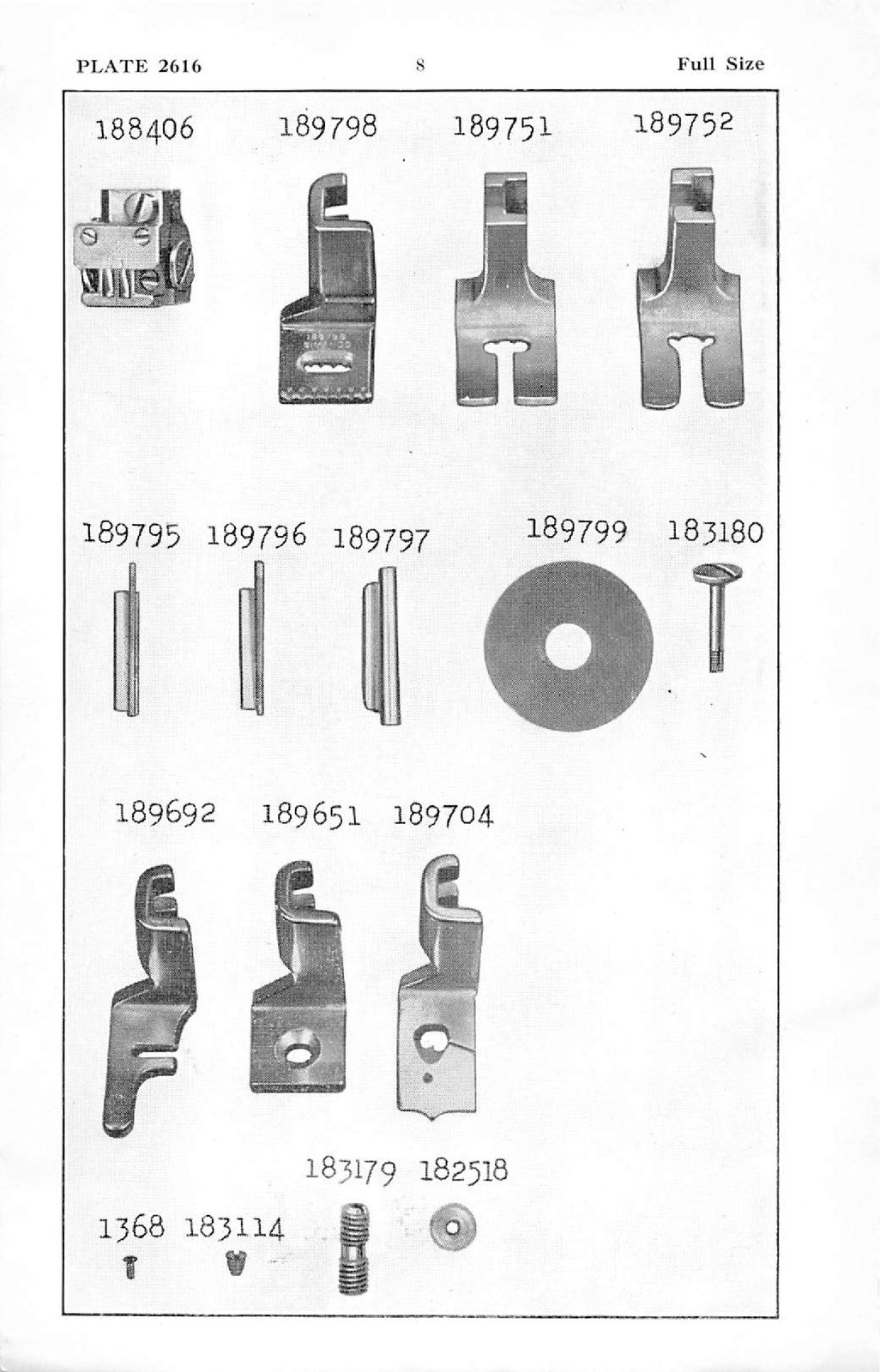 SINGER 206K42 206K43 Illustrated Parts List Manual - WIRE BOUND - TOUGH COVERS