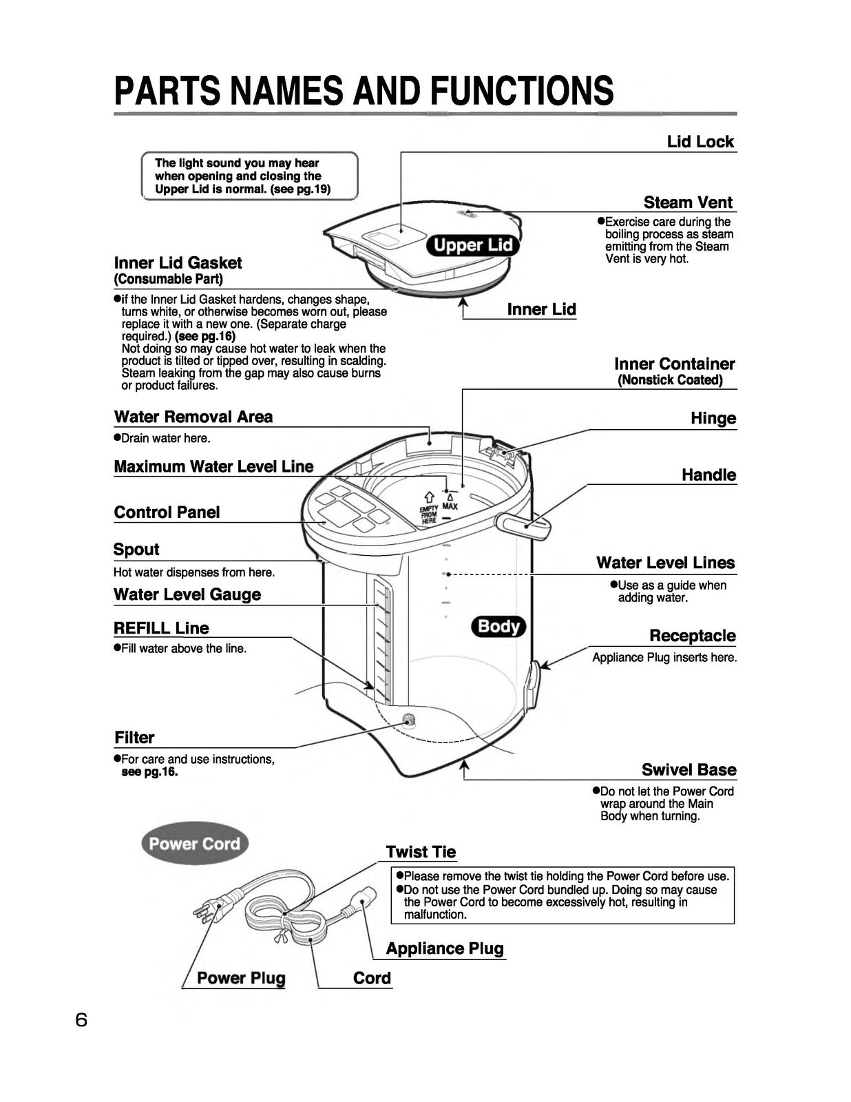 ZOJIRUSHI CD-NAC40 50 Micom Water Boiler Operating Instructions Manual - BOUND