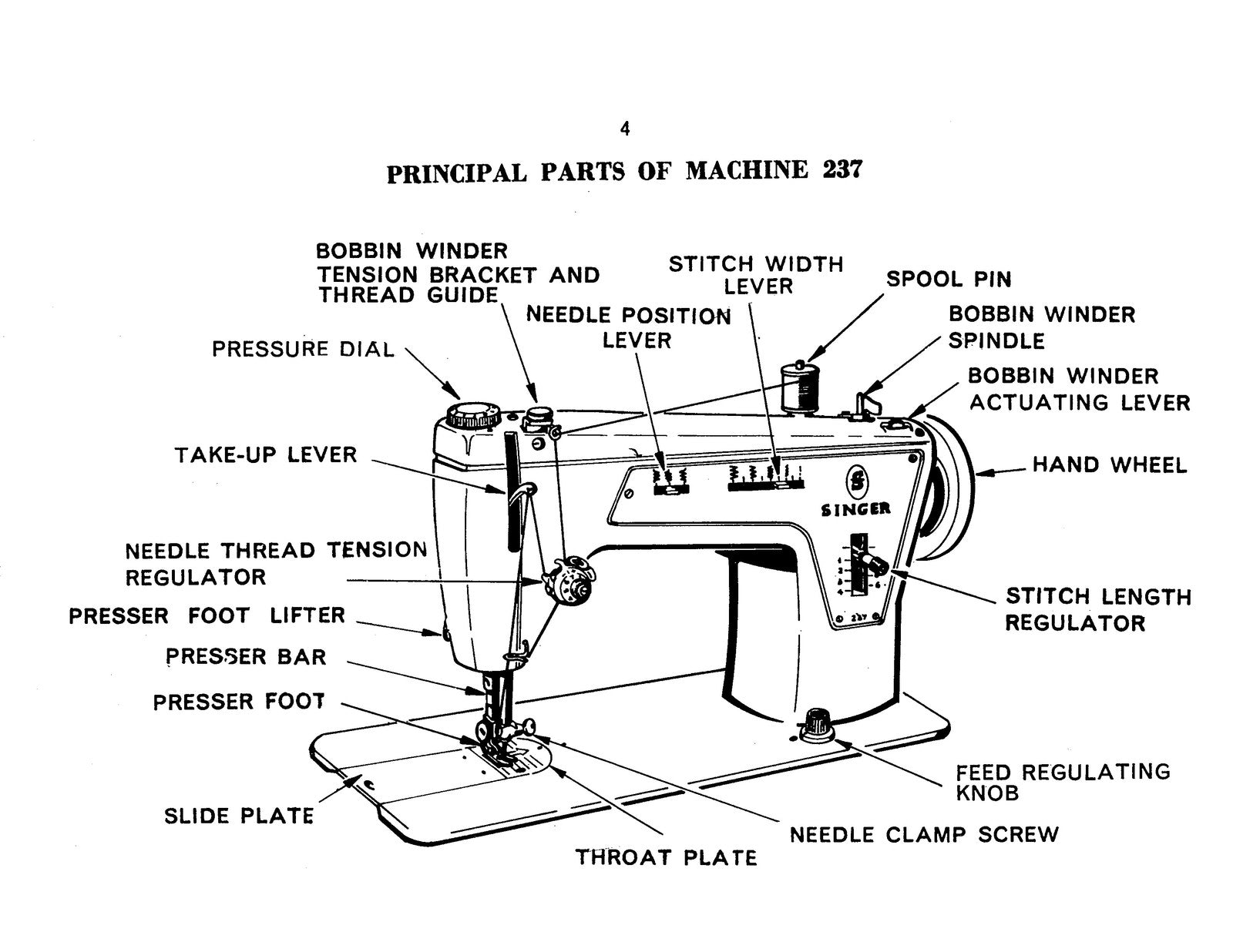 SINGER 237 Sewing Machine Instruction Manual - STEEL WIRE BOUND - TOUGH COVERS