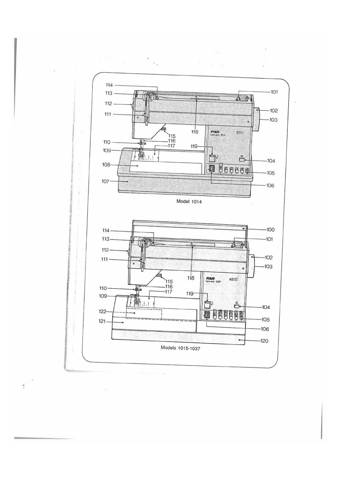 PFAFF Tipmatic 1014 1015 1019 1035 1037 Instruction Book Manual - WIRE BOUND