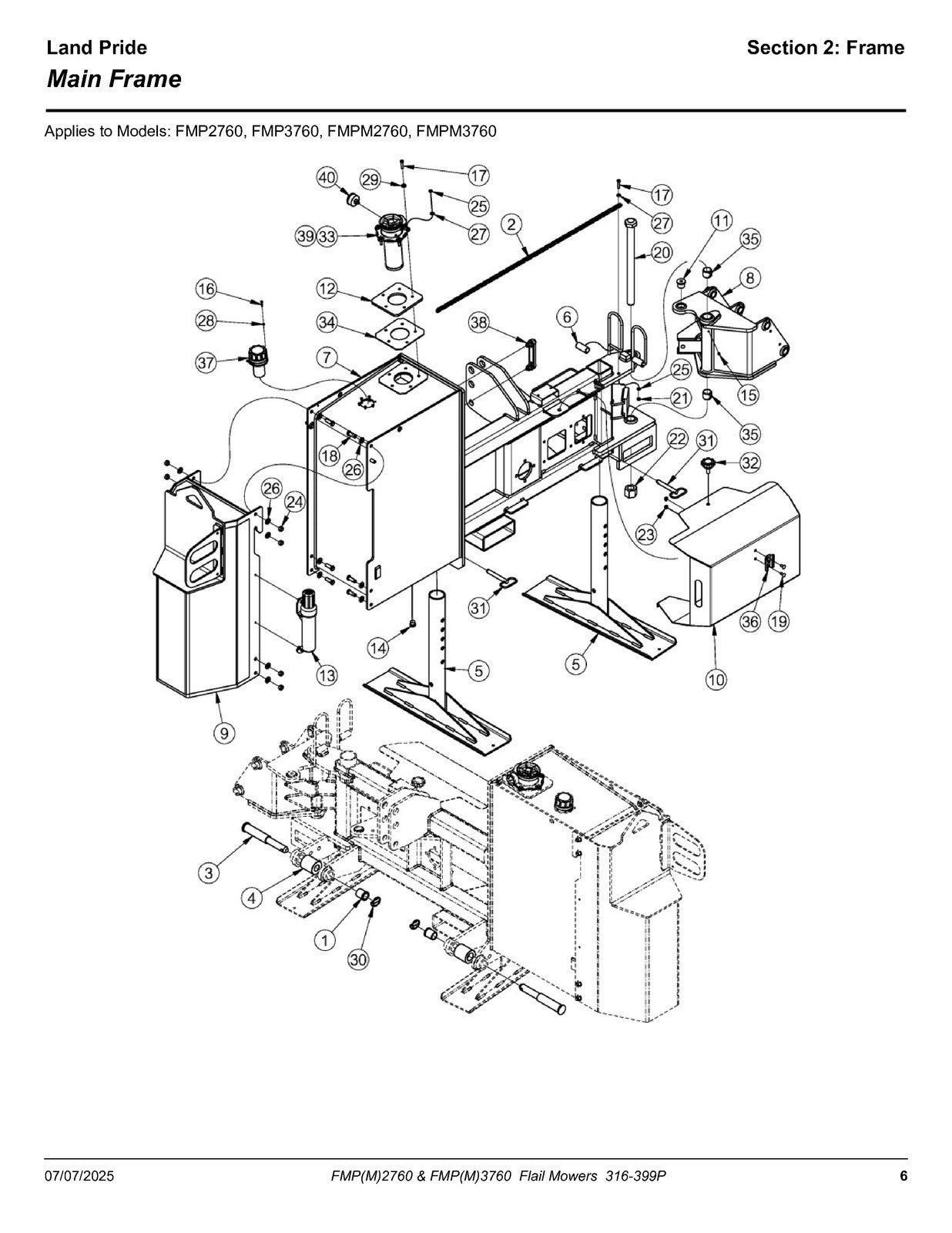 LAND PRIDE FMP27 FMP37 Series Flail Mowers Parts Manual 2025 - WIRE BOUND