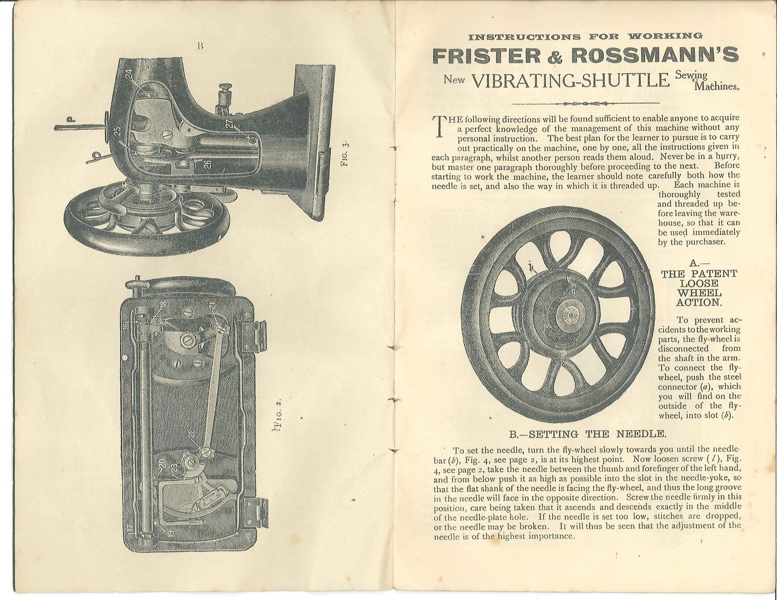 FRISTER ROSSMANN Vibrating Shuttle Sewing Machine Instruction Manual - BOUND