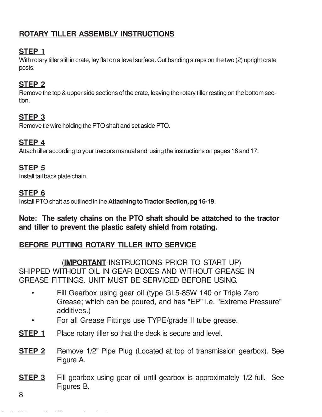 KINGKUTTER II ROTARY TILLER OPERATOR MANUAL - STEEL WIRE BOUND & TOUGH COVERS