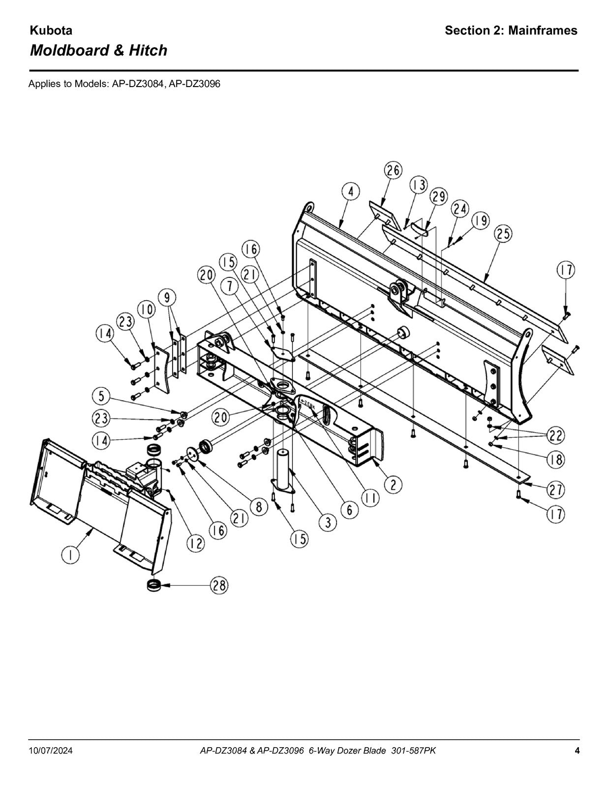 LAND PRIDE DZ30 Dozer Blades Parts Manual 2024 - STEEL WIRE BOUND - TOUGH COVERS
