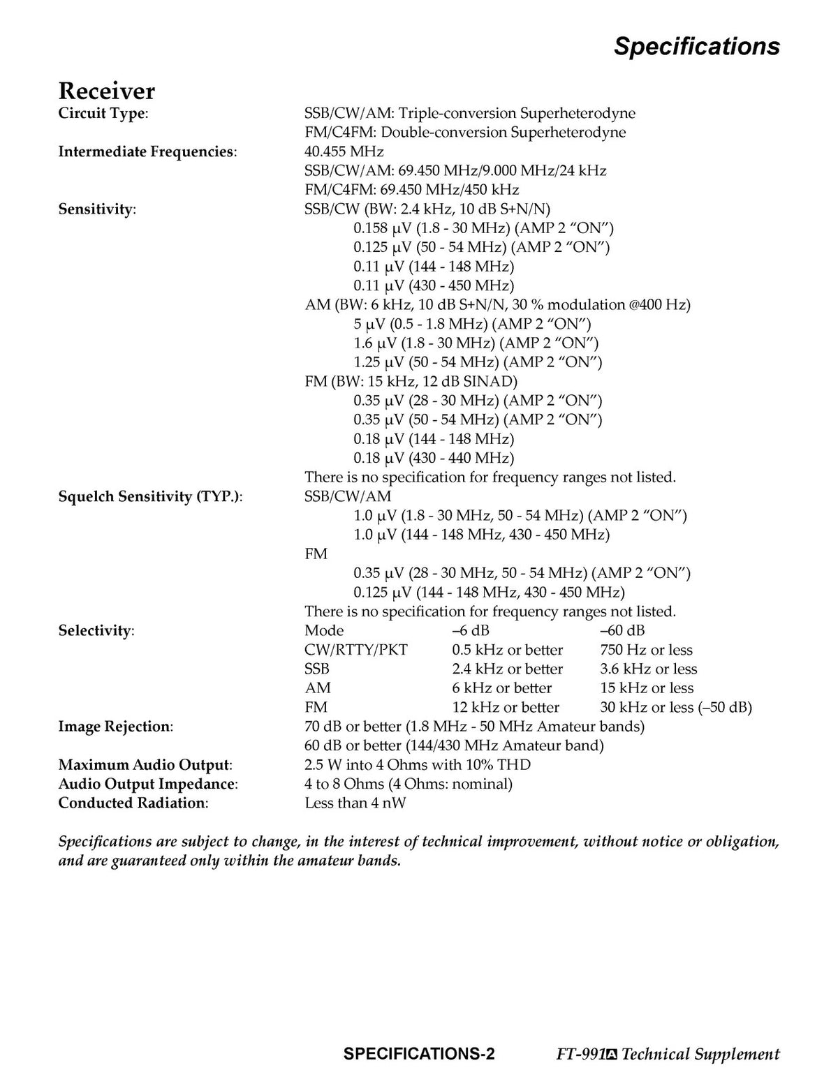 YAESU FT-991A Transceiver Technical Supplement Manual, BOUND, COVERS, FOLDOUTS