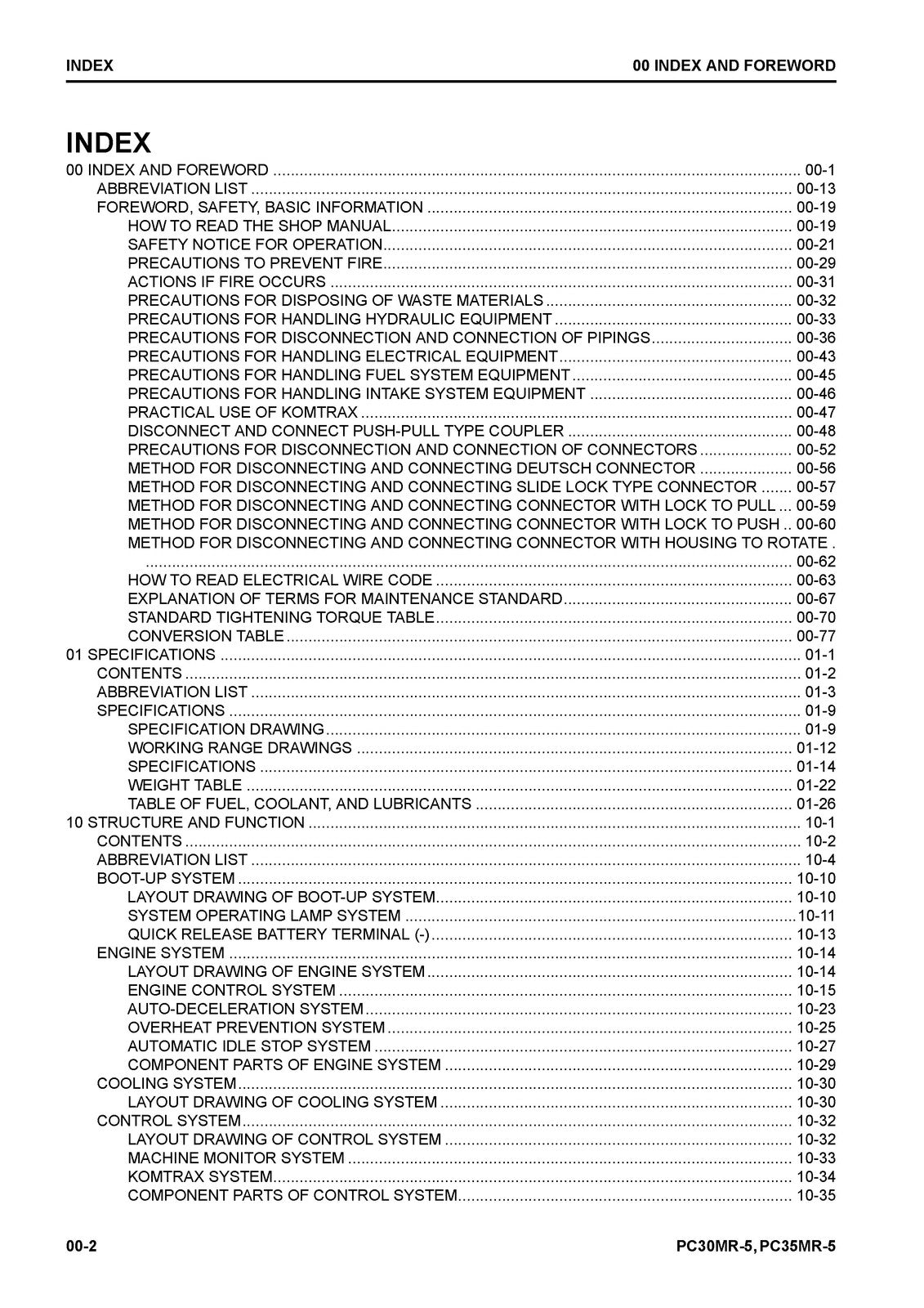 KOMATSU PC30MR-5 PC35MR-5 Hydraulic Excavator Shop Manual - WIRE BOUND - COVERS