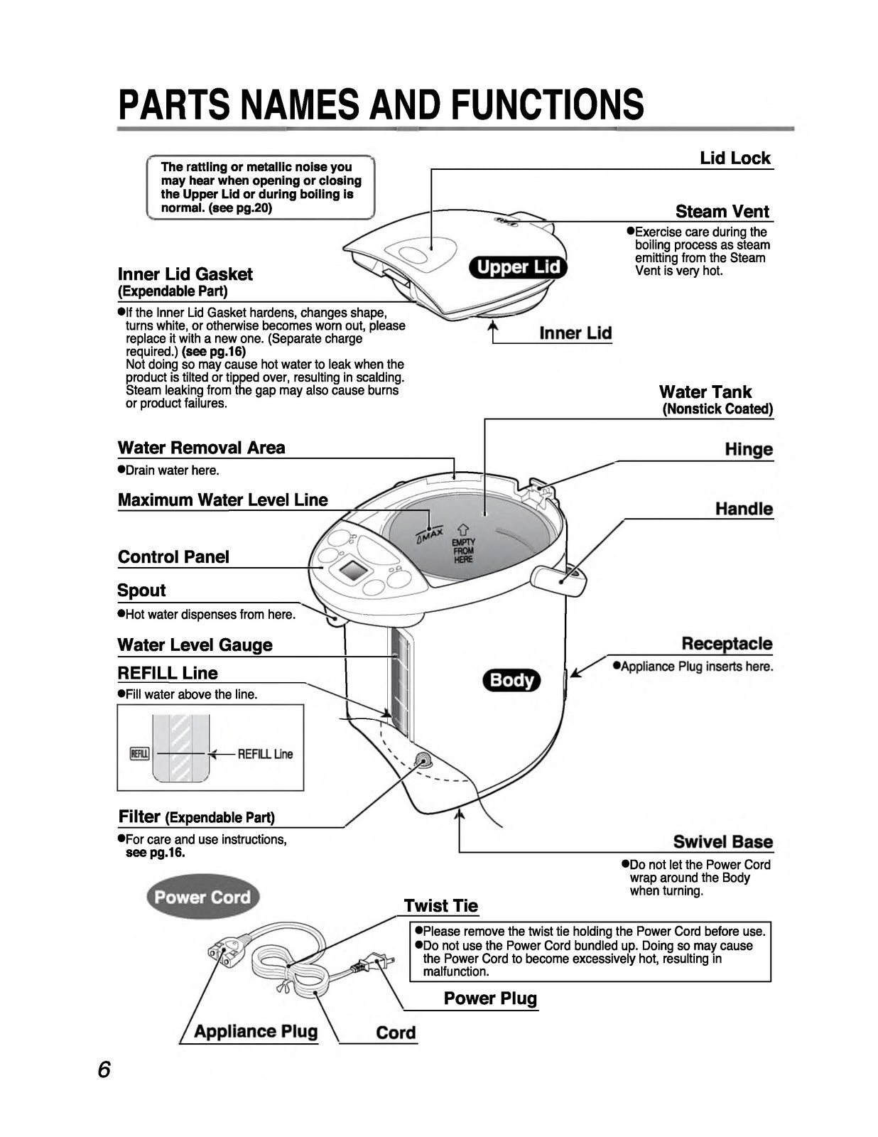ZOJIRUSHI CD-WCC30KT Micom Water Boiler  Operating Instructions Manual - BOUND