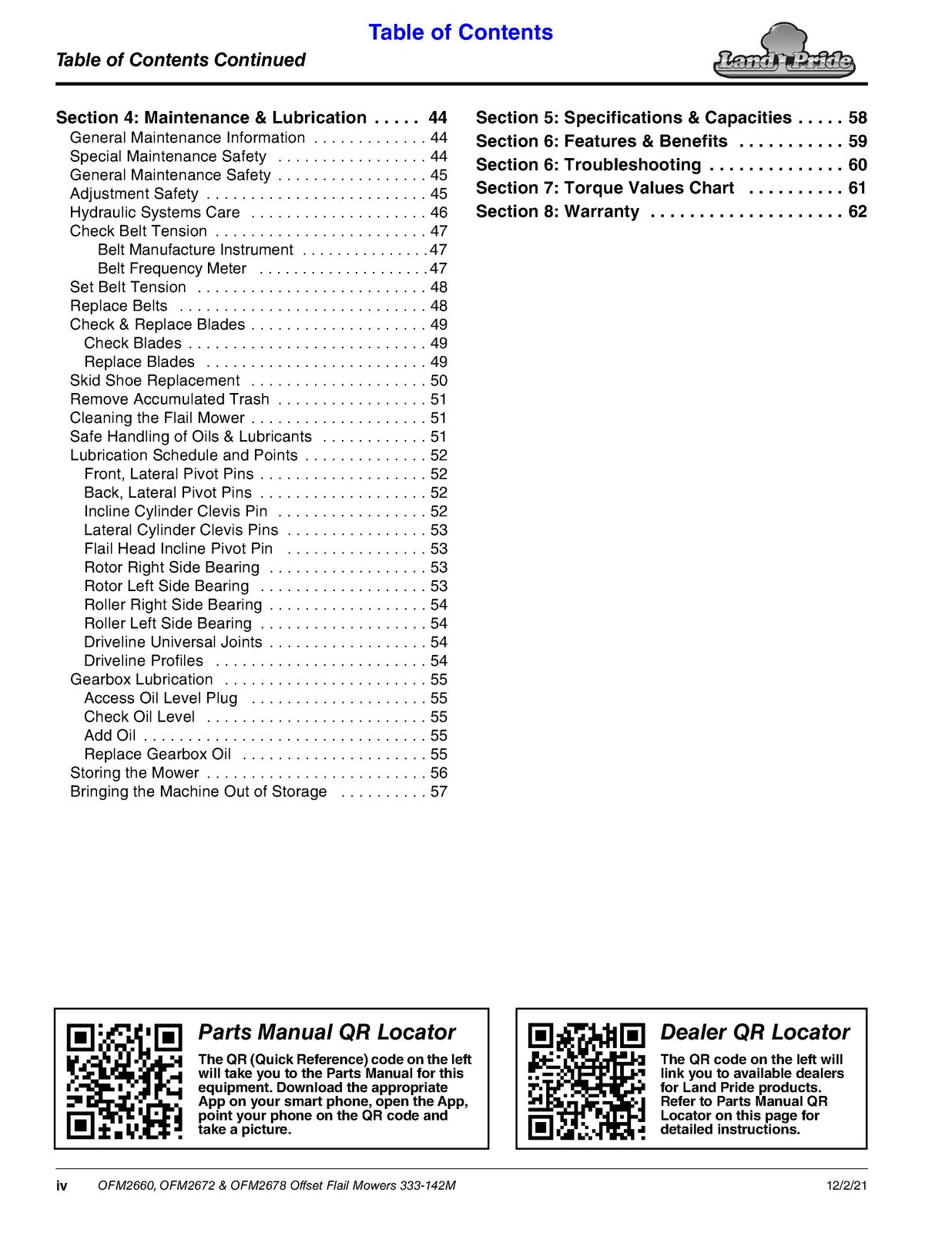 LAND PRIDE OFM26 Series Offset Flail Mowers Operators Manual - WIRE BOUND