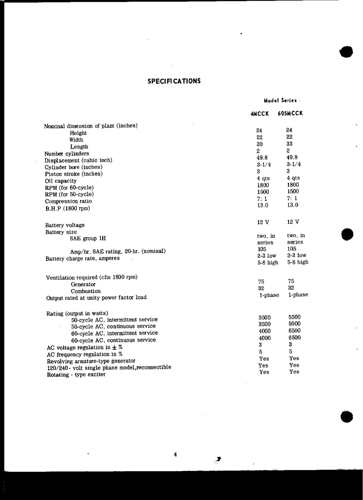 ONAN MCCK Series Genset Operators Manual And Parts Catalog - WIRE BOUND - COVERS