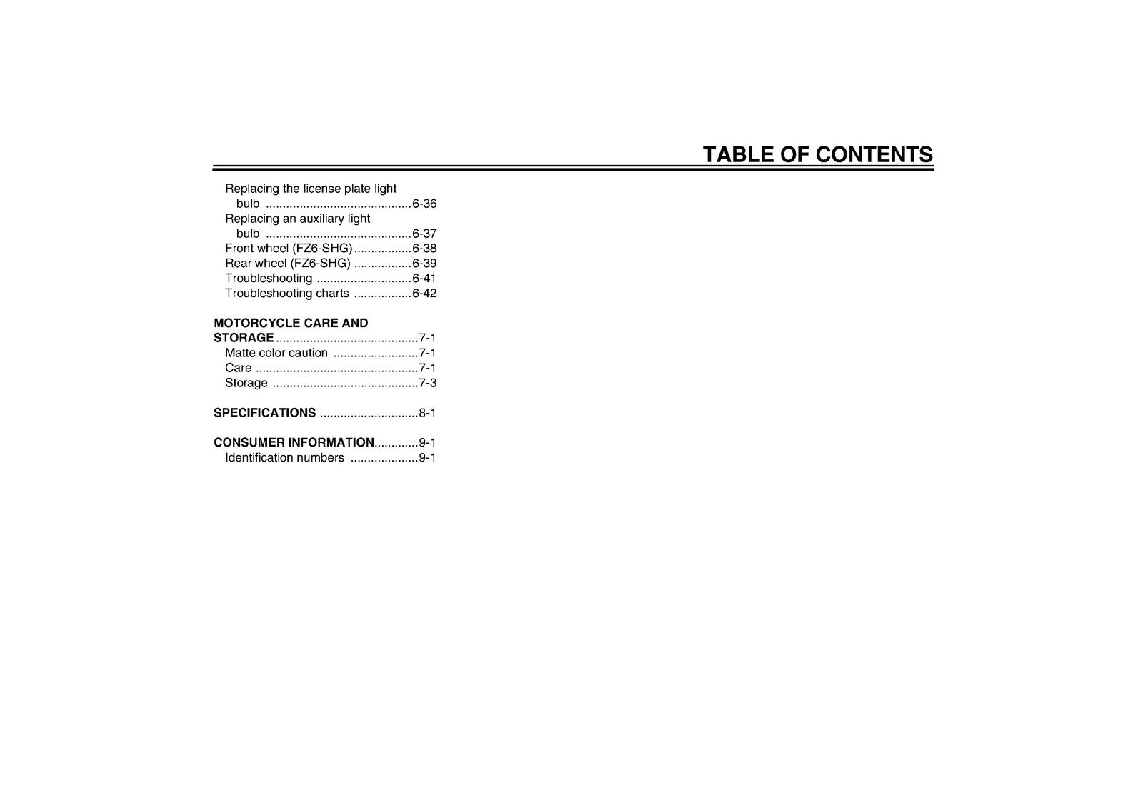 YAMAHA FZ6-SHG FZ6-SAHG Motorcycle Owners Manual 2007 - WIRE BOUND - COVERS