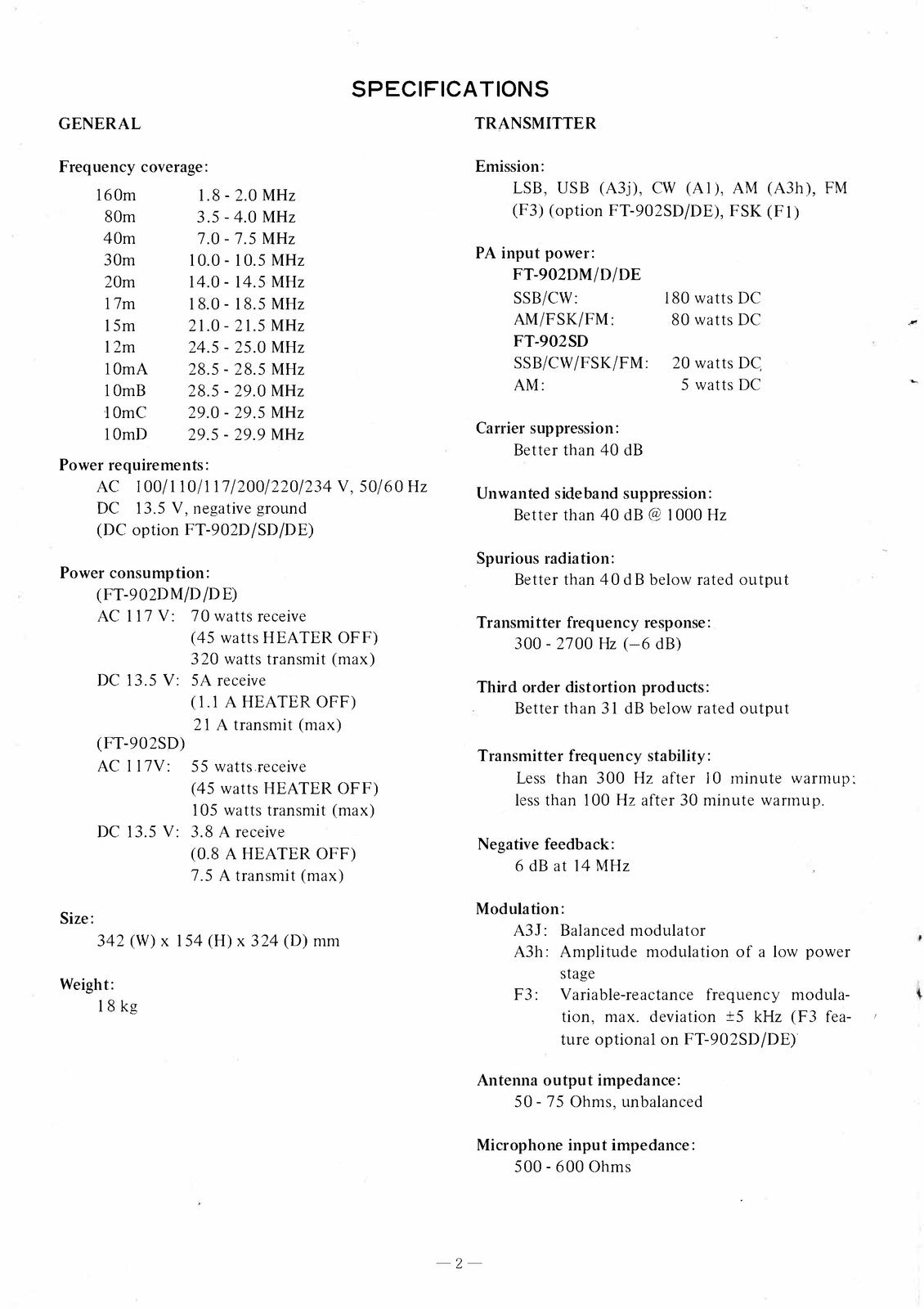 YAESU FT-902DM All Mode HF Transceiver Instruction Manual, FOLDOUTS