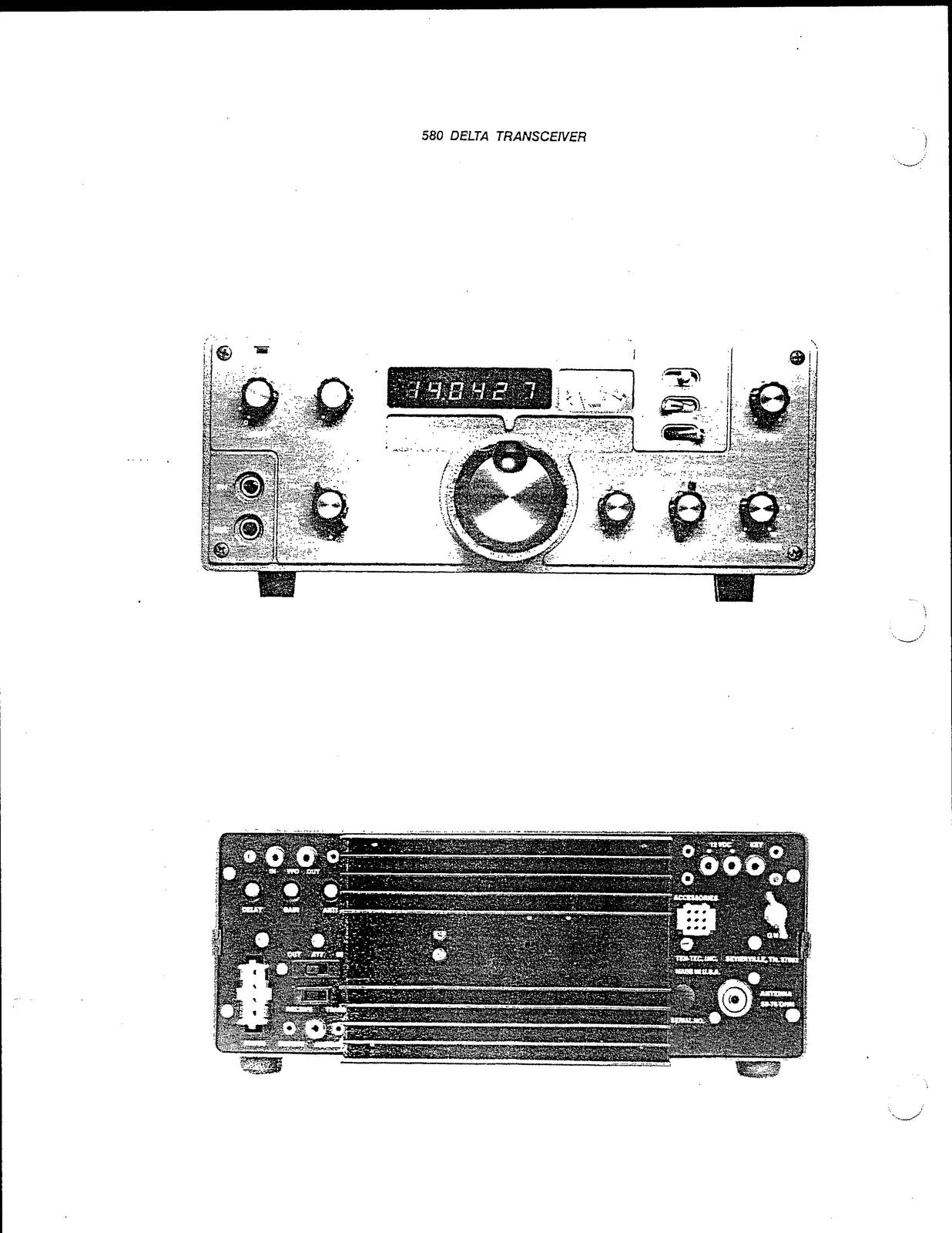 TEN TEC Delta 580 User Manual - STEEL WIRE BOUND - PROTECTIVE COVERS
