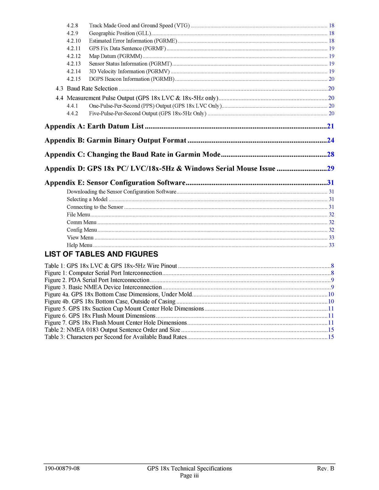 GARMIN GPS 18x Technical Specifications Manual 2008 - WIRE BOUND - TOUGH COVERS